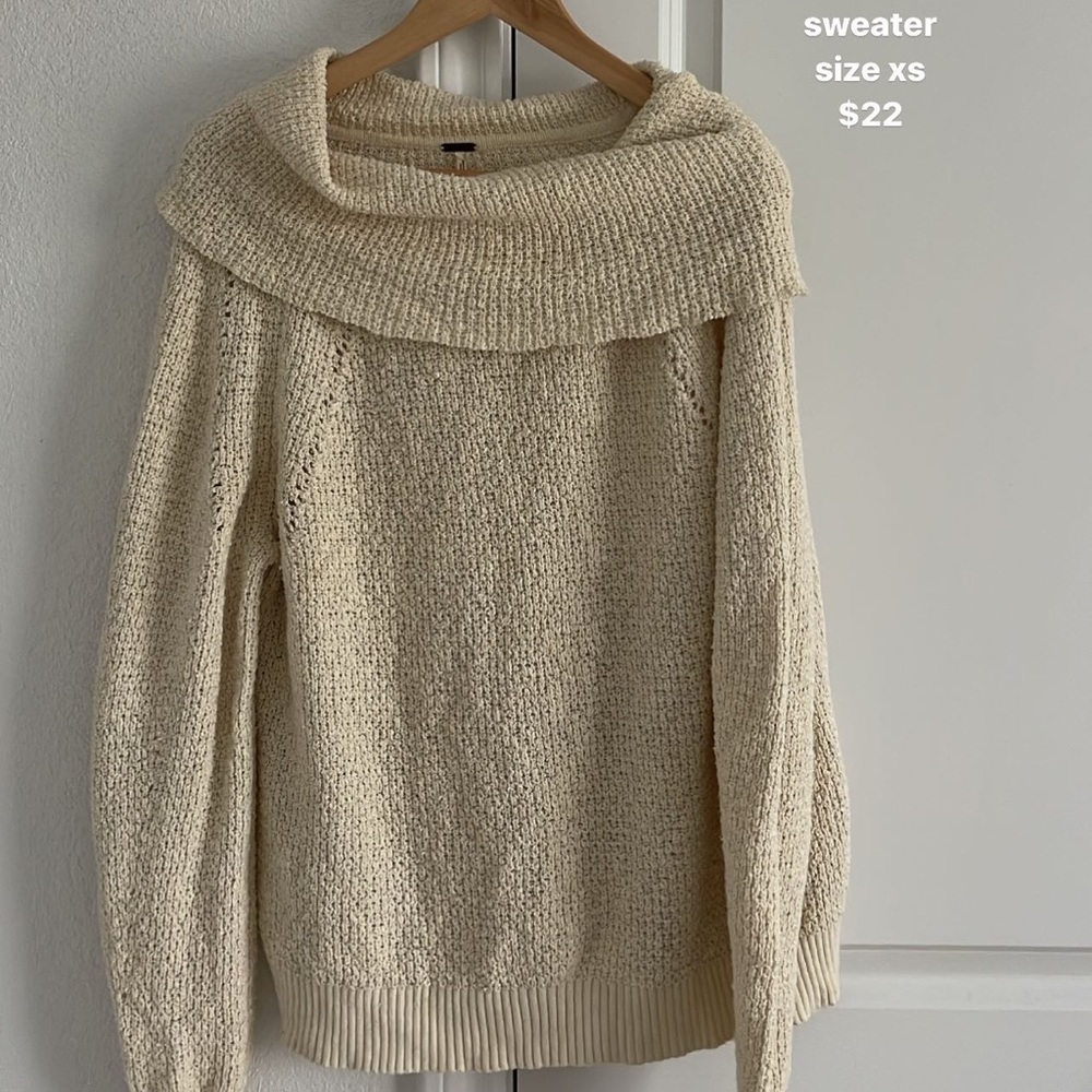 free people off the shoulder cream sweater